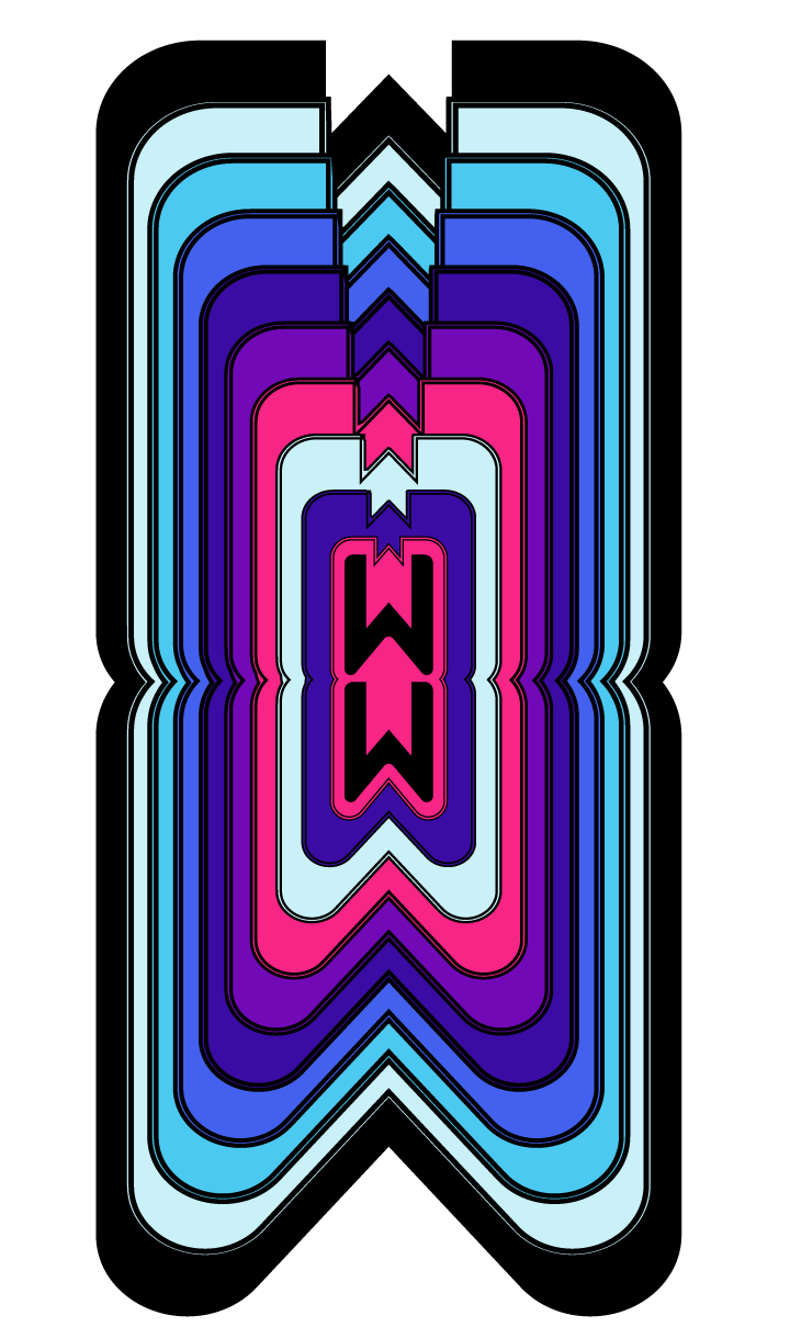 WW marca personal tipográfica contornos